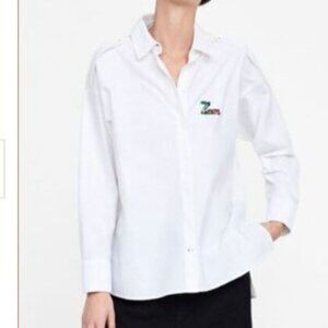 ZARA -80’s Inspired White Cotton Shirt 1975 - Size XS - Oversized